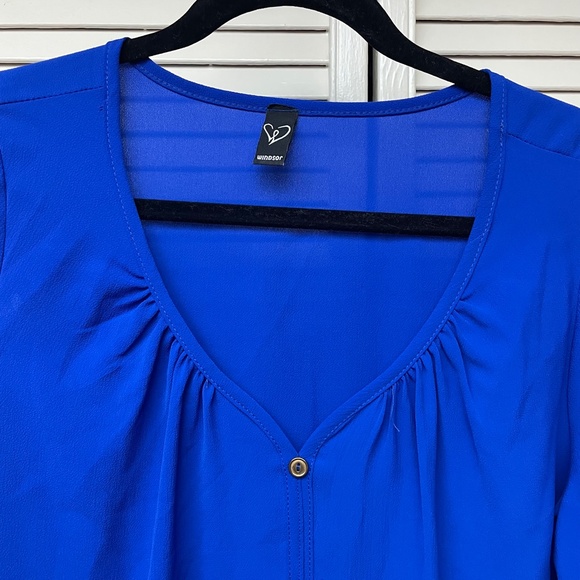 Windsor Royal Blue Button Blouse Size Large - Picture 4 of 6